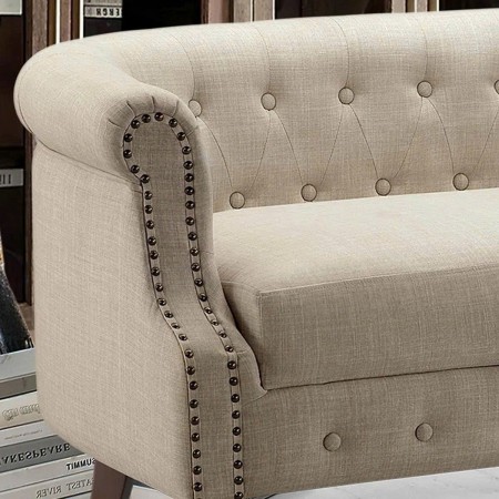 QH23 : Ghế Sofa Viền Đinh Tán - Màu Kem